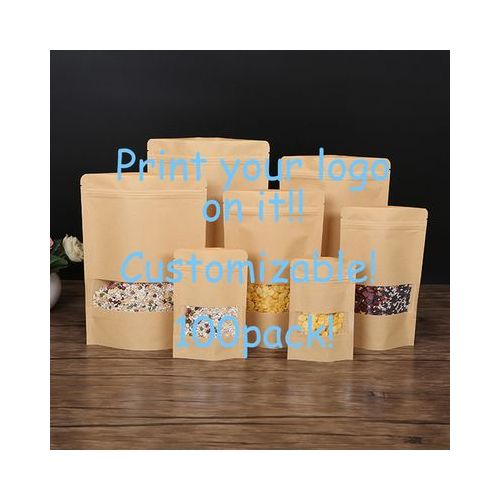 Window Kraft Paper Bag Wholesale Snack Food Packaging Bag Tea Bag Kraft Paper Self Sealing Bag
