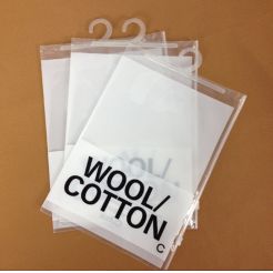 Frosted re-sealable plastic poly bag hanger shirt ziplock bags with hanging hook for clothes